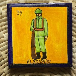 “El Soldado” Talavera Pottery Hand Painted Tile Coaster